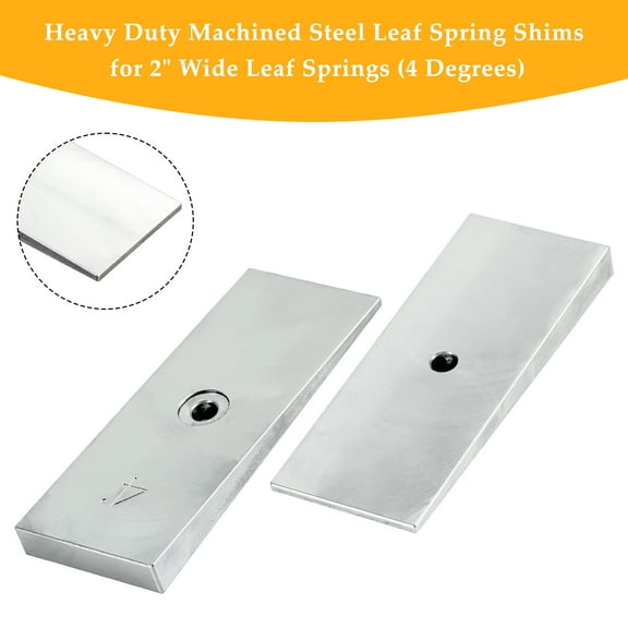 2PCS 2" Wide 4°Degree Steel Leaf Spring Degree Shims Silver