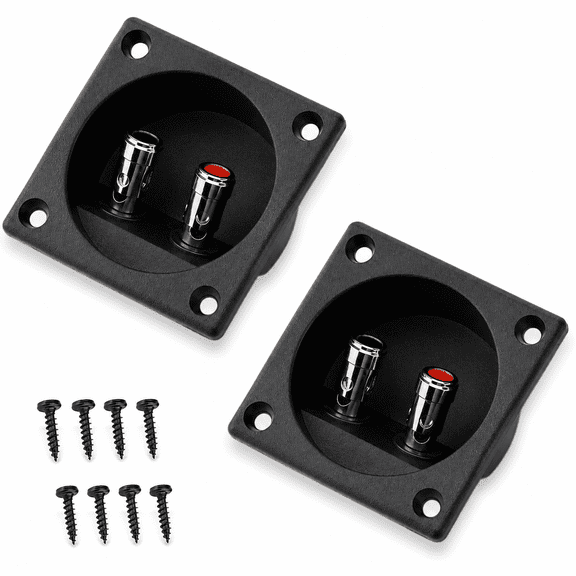 2PCS 2 Wire Speaker Terminal Cup Connector Spring Loaded Round Audio Binding Post Box for Subwoofer Enclosure DIY Speaker Cabinet Home Audio Wall Mount Replacement