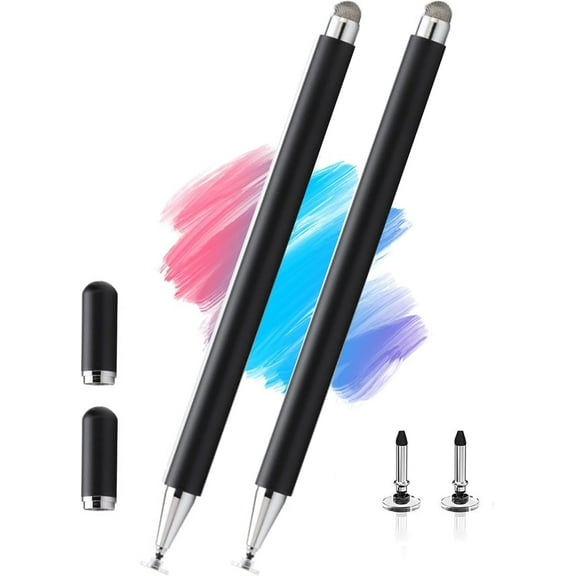 2PCS 2-in-1 Stylus Pen for Samsung Galaxy Tab A9/A9 Plus/A7 Lite/A7/A8/A8 Plus, High Sensitivity&Precision Pencil for iPad/iPhone/Fire/Lenovo/Pixel Tables All Touch Devices (2*Stylus-Black)