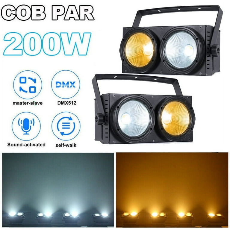 2PCS 200W Double Color COB Par Light Fill Light Lighting Outdoor Stage Light Club Wedding Car Show Performance Face Light