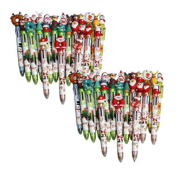 2PCS 2025 Christmas Decorations Christmas Multicolor Ballpoint Pen 4 In 1 Cute Retractable Pens Christmas Pens Bulk For Xmas Winter Holiday Birthdays Parties Writing Supplies（1ml）