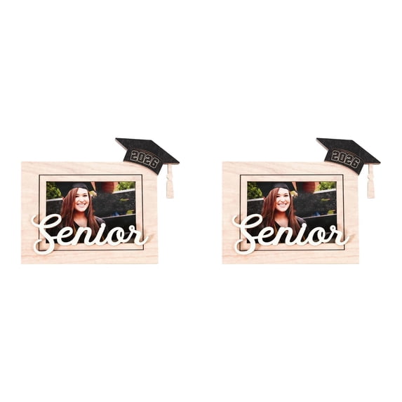 2PCS 2026 Graduation Tassel Photo Frame for Pictures, Wooden Inspirational Graduation Picture Frame Class of 2026 Shadow Box Graduate Gift for Friend Party Decoration