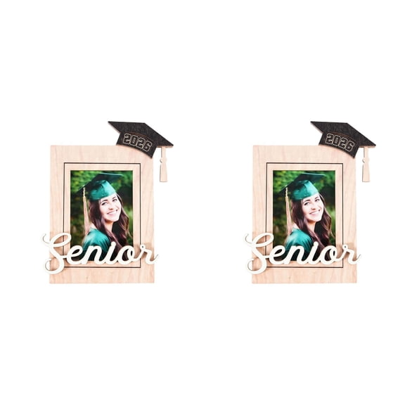 2PCS 2026 Graduation Tassel Photo Frame for Pictures, Wooden Inspirational Graduation Picture Frame Class of 2026 Shadow Box Graduate Gift for Friend Party Decoration