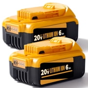 2PCS 20V 6.0Ah Replacement Battery Compatible with DEWALT 20V MAX Cordless Power Tools, Rechargeable Lithium-Ion Battery Pack