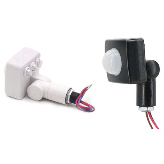 2PCS 220V Mini Human Body Infrared Sensor Infrared Body Sensor Switch LED Flood Light PIR Motion Sensor, White & Black