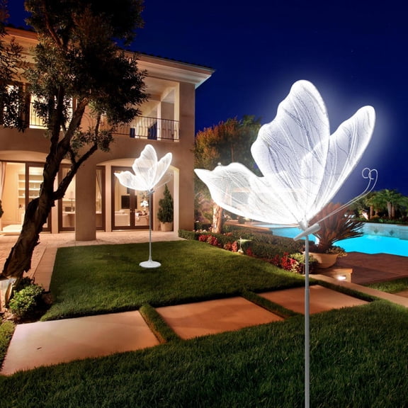 2PCS 23.6" Wedding Butterfly LED Floor Lamp,48W 110V Creative Butterfly Ceiling Lamp 55.1-70.8" Adjustable Height Butterflies Decoration Props for Wedding Party (White Light)