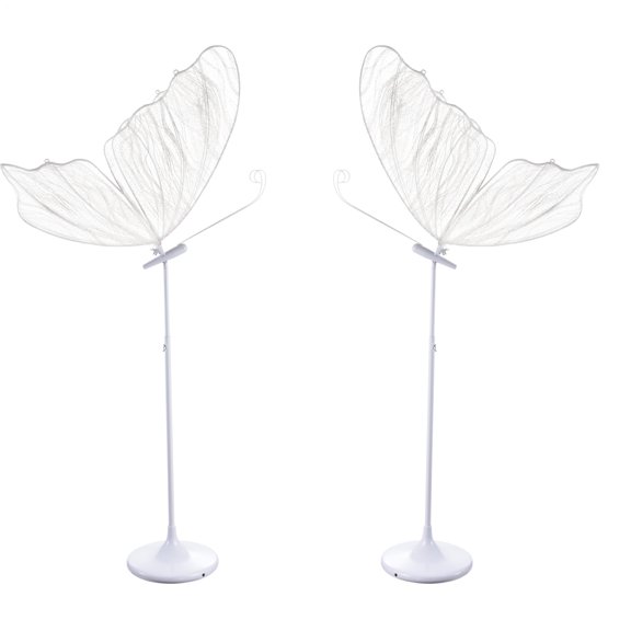 2PCS 23.6" Wedding Butterfly LED Floor Lamp,48W 110V Creative Butterfly Ceiling Lamp 55.1-70.8" Adjustable Height Butterflies Decoration Props for Wedding Party (White Light)