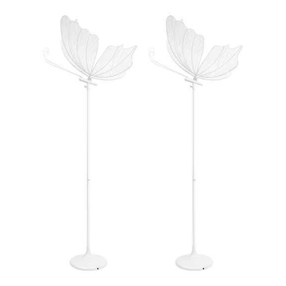 2PCS 23.6" Wedding Butterfly LED Floor Lamp, 48W 110V Creative Ceiling Lamp 57.5-70.1" Adjustable Height Hanging Decoration Props for Wedding Party (Silver, White Light)