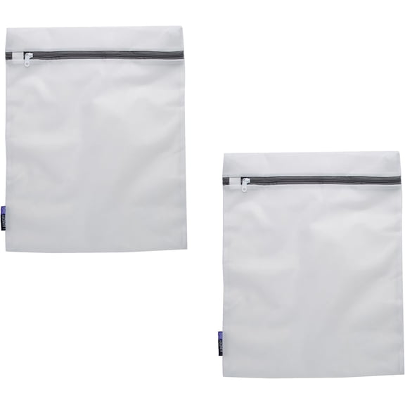 2PCS 23in*20in Large Mesh Laundry Wash Bag with Zipper Closure, White Reusable Washing Machine Bag for Delicates, Socks, Clothes & Garments, Prevent Pulling and Tearing