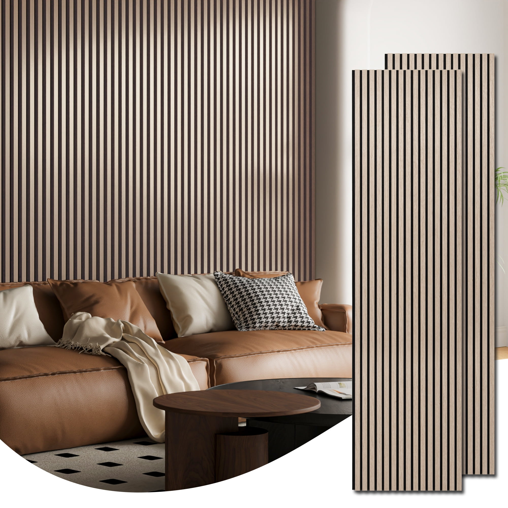 2PCS 24''x94.5'' Wood Slat Acoustic Wall Paneling for Interior and