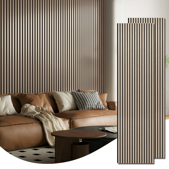 2PCS 24''x94.5'' Wood Slat Acoustic Wall Paneling for Interior and Ceiling Decor,31Sq.ft,Oak