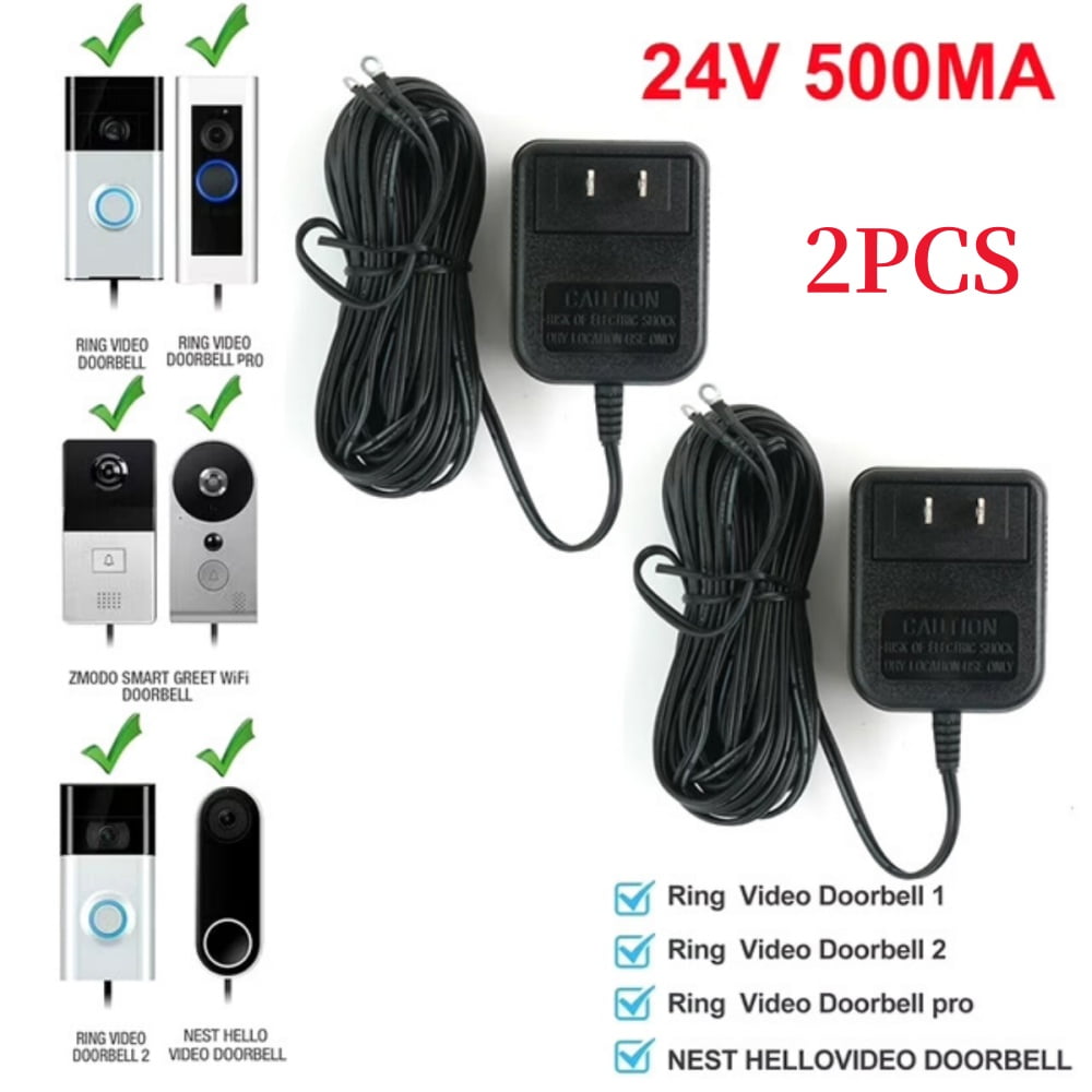 2PCS 24V Power Supply Adapter Transformer W/ 26FT Wire Video Ring