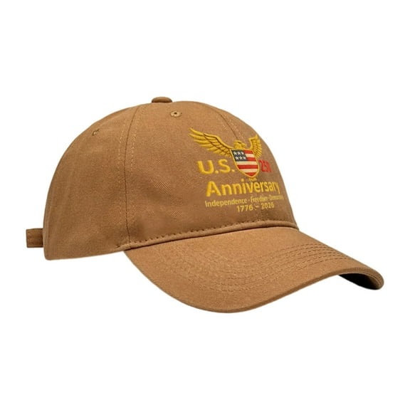 2PCS 250th Anniversary USA Baseball Cap,Adjustable Retro Embroidered Hat for Men Women Gifts (Brown)