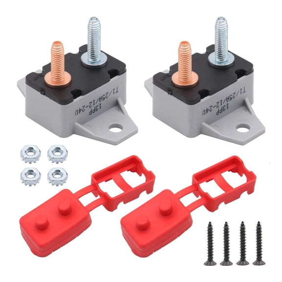 2PCS 25Amp Automatic Reset Breaker Plastic Housing Mounting Brackets for 6-28V
