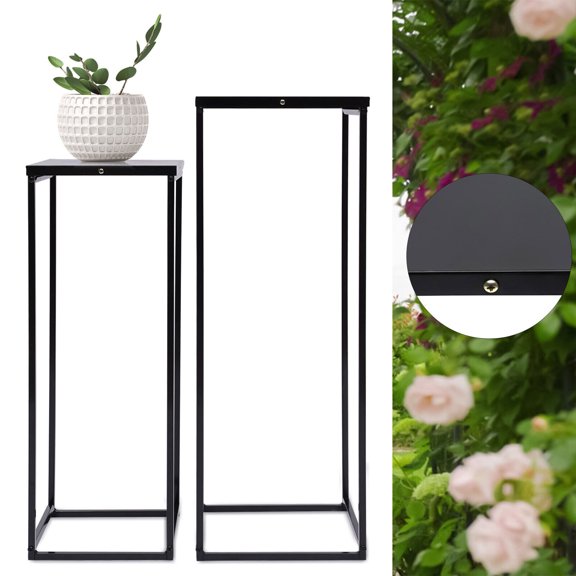 2PCS 2KG Black Square Metal Plant Stand Rustproof Decorative Flower Pot Rack