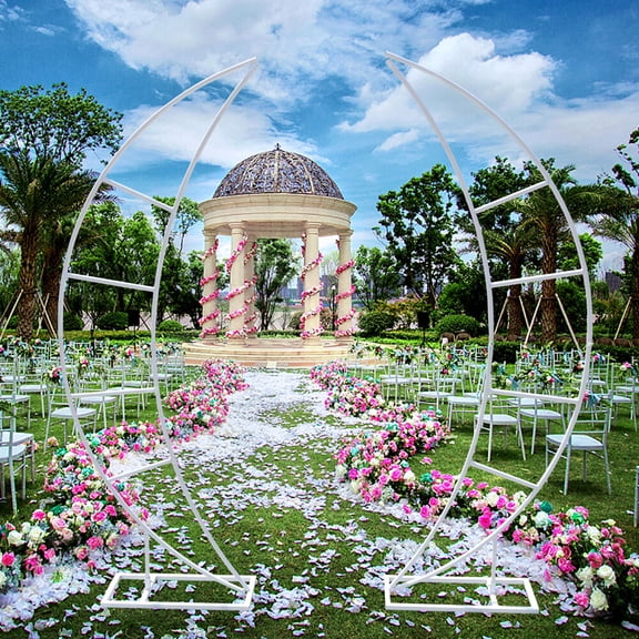 2PCS 2m Crescent Moon Wedding Arch Frame Metal Party Framework Stand Floral Rack Carbon Steel, for Ceremony and Party