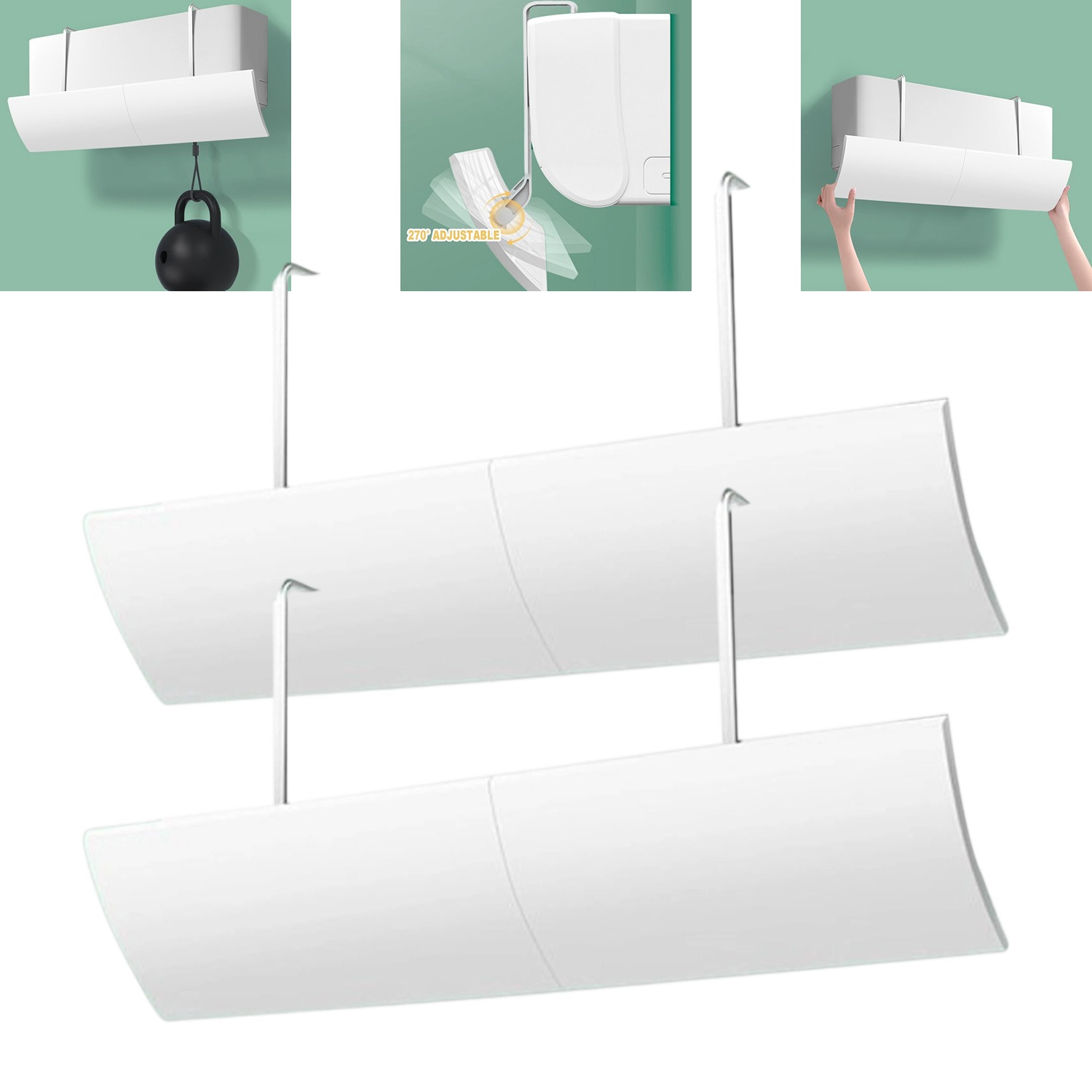 2PCS 3 In 1 Adjustable Air Conditioner Deflector,Universal Retractable ...