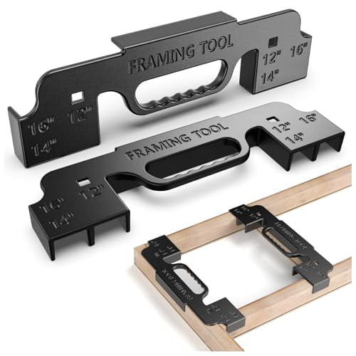 (2PCS) 3 in 1 Metal Framing Tools,16 Inch on Center Framing Layout Tool,Cast Aluminum Framing Spacing Tool,Measurement Framing Jig for Walls,Roofs,Floors or Ladders