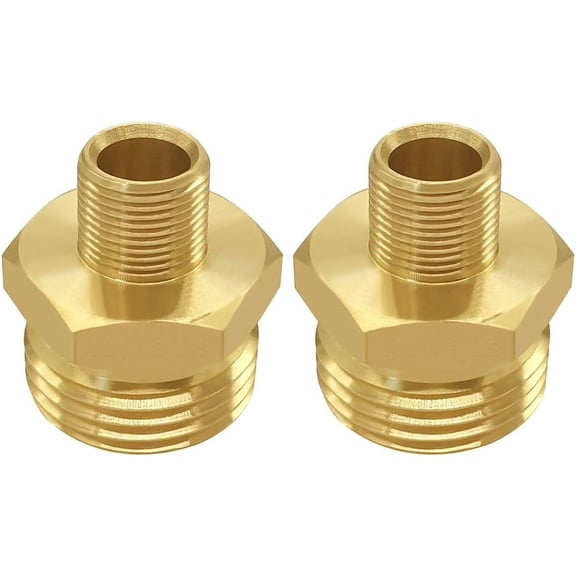2PCS 3/4 GHT Male to 3/8 Compression Male Thread Adapter Pipe Fitting, Brass Reducer Faucet Connector Water Hose Adapter, Supply Line to Garden Hose Adapter for RV Kitchen Bathroom Plumbing