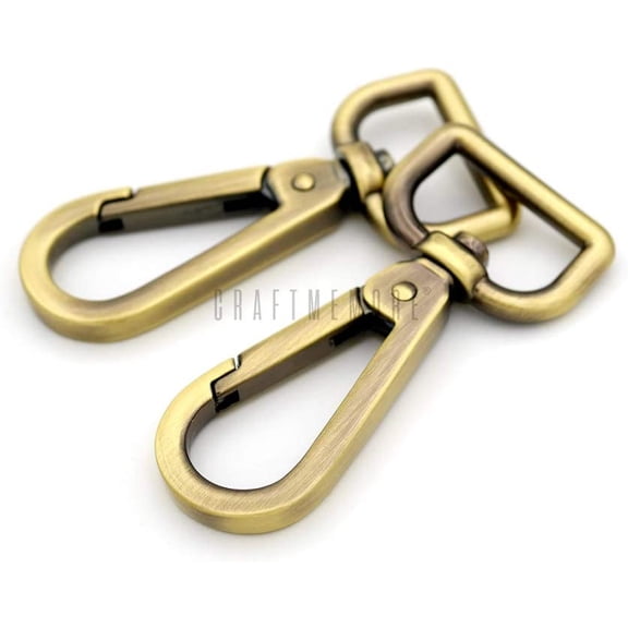 2PCS 3/4 Inch Push Gate Snap Hooks Metal Swivel Lobster Claw Clasp Purse Hardware SC21 (Brushed Brass)