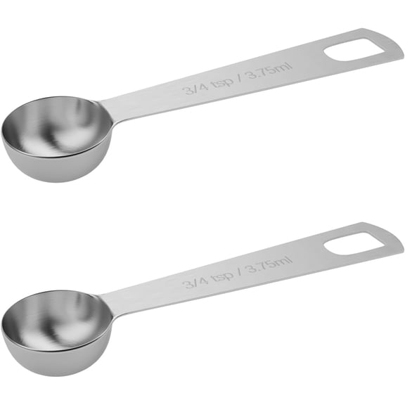 2PCS 3/4tsp (1/4tbsp, 1/8oz, 3.75ml) Single Measuring Spoon, Stainless Steel Individual Teaspoons Only