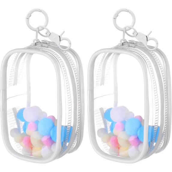 2PCS 3.5inch Clear Figure Display Bag with Keychain for Mini Baby, Blind Box Display Case, Great Carrying Case Gift for Mini Figure/Doll Collectors