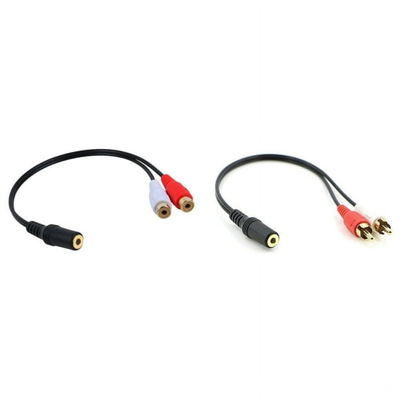 2PCS 3.5mm Female to 2 Female Jacks Stereo Adapter Audio Splitter with 2-RCA Aux Stereo Audio Cable