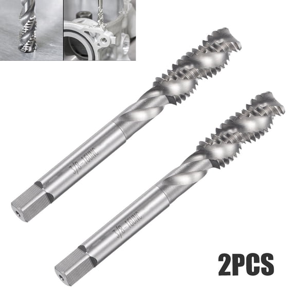 2PCS 3/8-16 UNC High Speed Steel Uncoated Machine Spiral Flute Thread Tap Taps
