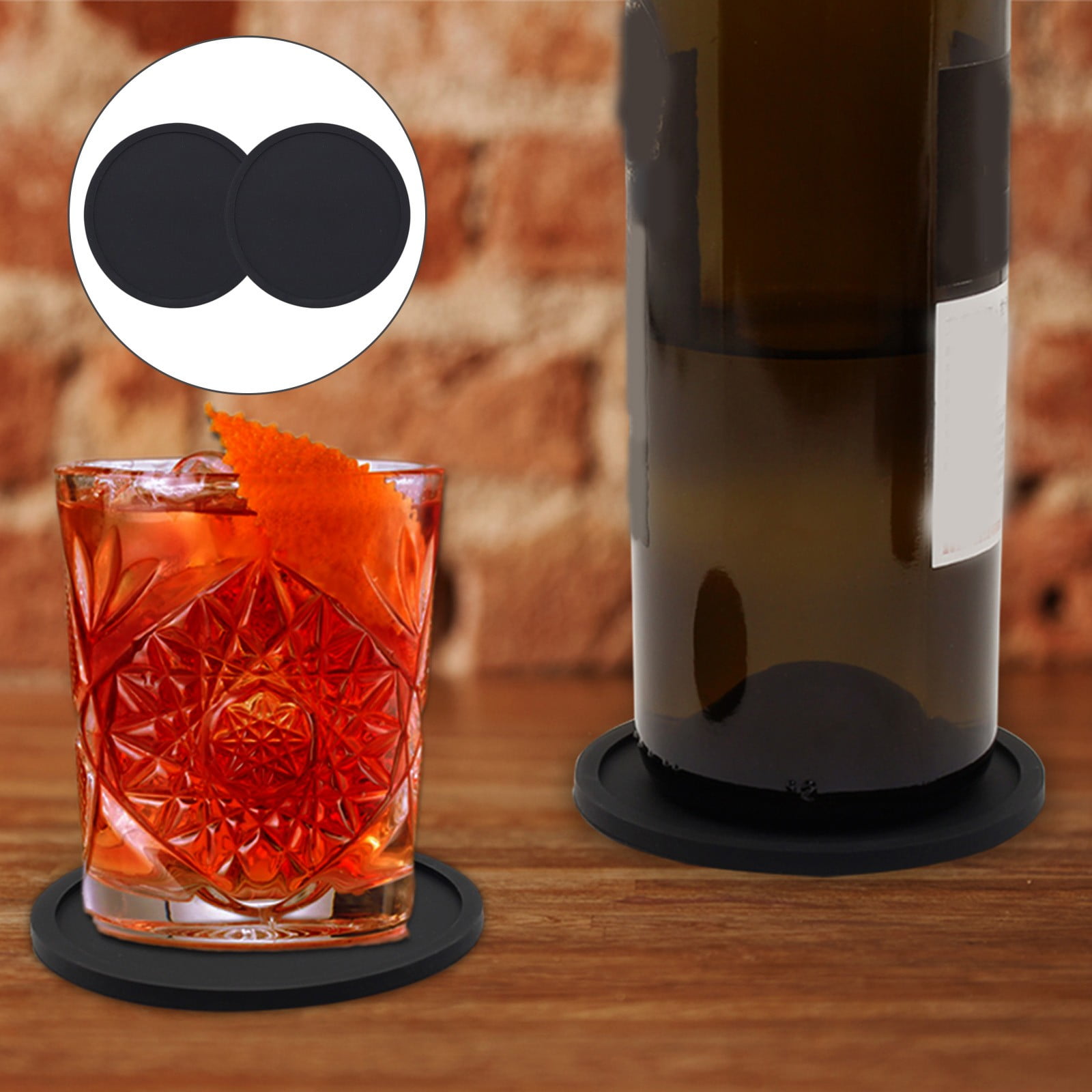 2PCS 3.94IN Round Silicone Cup Mat Modern Simple With Spill Proof Ring