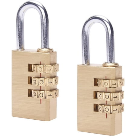 2PCS 3-Digit Combination Padlock Shackle Copper Resettable Padlock Gym Lock Waterproof for Gate & Door Hasps Toolboxes Drawing 5mm