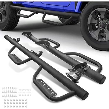 LEDKINGDOMUS Running Boards For 2007-2018 Jeep Wrangler JK JKU 4 Door – Black Nerf Bars