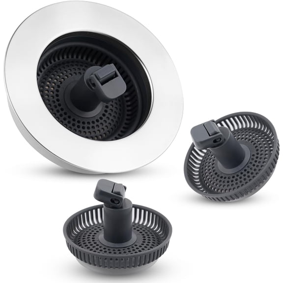 2PCS 3-in-1 Kitchen Sink Drain Strainer, Pop Up #304 Stainless Steel Sink Stopper Drainer for US Standard 3-1/2 inch Drain Filter, Detachable Drain Basket, Easy Cleaning, Anti-Clog
