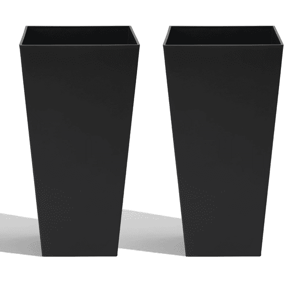 2PCS 30" Tall Square Planter with Inner Tray, Modern Plant Pot for Outdoor Garden Patio