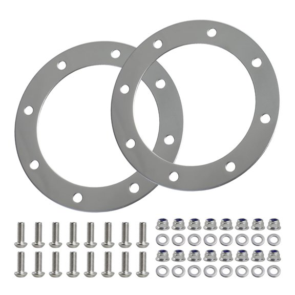 2PCS 304 Stainless Steel Exhaust Bezels Side Exit 3.5" ID & 16x Bolts Nuts