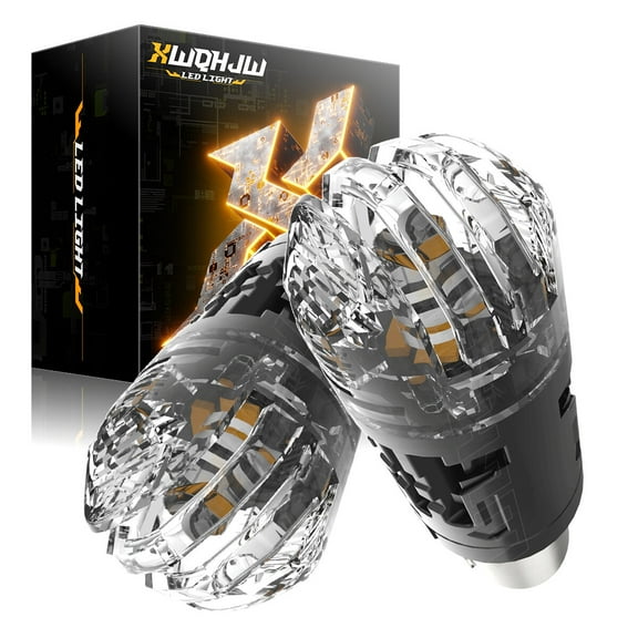 2PCS 3157 3156 SMD Reverse Brake Stop Turn Signal Tail LED Light Bulbs Yellow