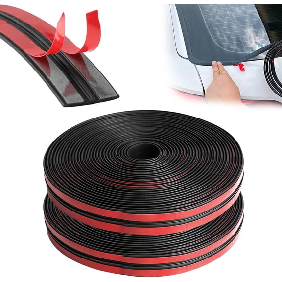 2PCS 32.8 Ft T-Shape Car Windshield Weather Stripping Windshield Rubber Seal Car Weather Stripping Trim for Car Front Rear Windshield Tailgate Adhesive Rubber Seal Strip (14mm+19mm)