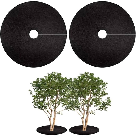 2PCS 36 Inch Black Non-Woven Tree Mulch Ring, Reusable Circular Weed Barrier Mat for Landscaping Gardening(xxw)