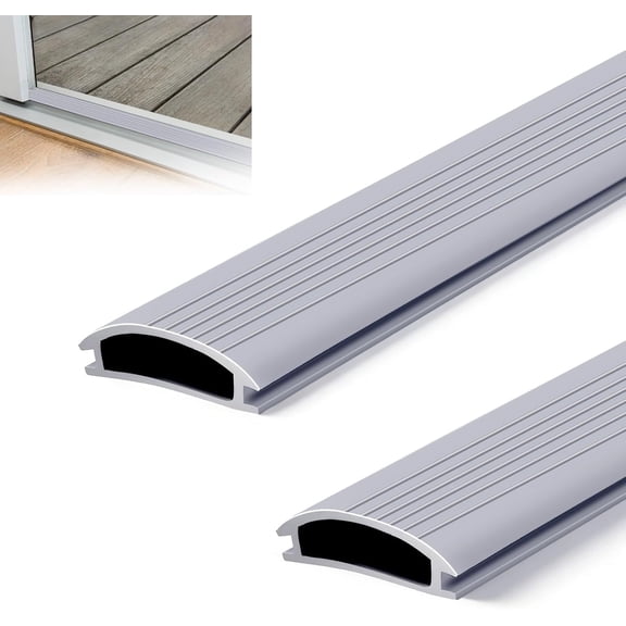 2PCS 36 Inch Vinyl Replacement Insert for Adjustable Height Aluminum Thresholds, with Seals 1-5/16 x 3/8 Gray Flexible Door Threshold Strip Exterior/Front Weather Stripping