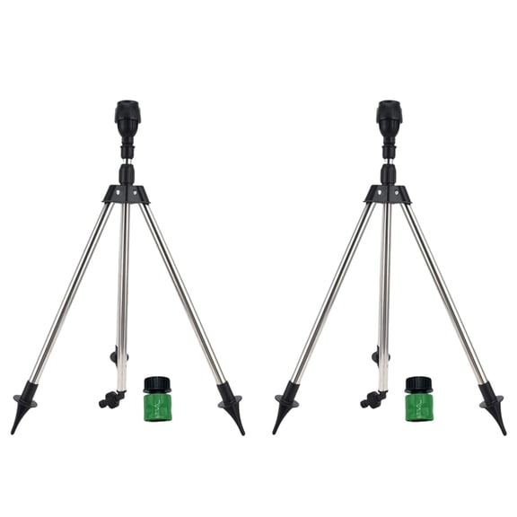 BQBQERT 2Pcs 360 Rotary Irrigation Sprinkler Head with Tripod Telescopic Automatic Rotating Sprinkler Garden Watering