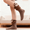 thumbnail image 1 of 2PCS 3D Knit Sloth Socks, Animal Socks Hand Crocheted, Breathable Comfort Novelty Sock, 1 of 7