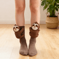 thumbnail image 1 of 2PCS 3D Knit Sloth Socks, Hand Crocheted Soft Breathable Cotton Novelty Socks, Comfort for Men & Women, 1 of 7