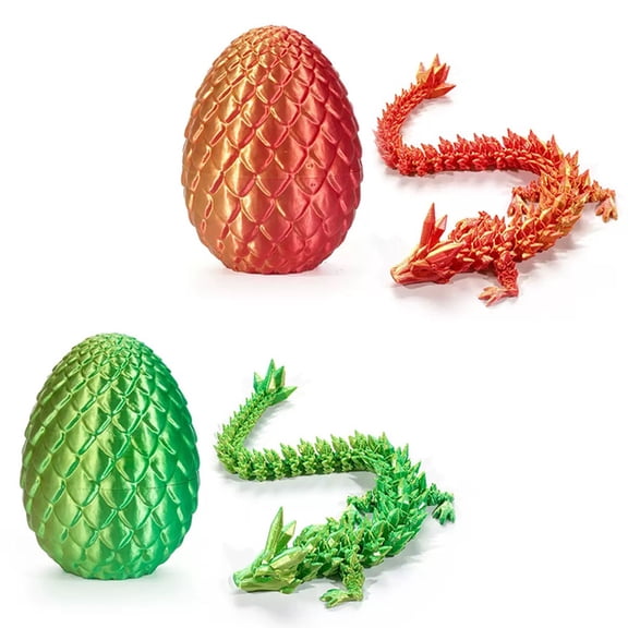 2PCS 3D Printed Dragon Eggs with Dragon Inside, Easter Basket Stuffers Mini Mystery Crystal Egg Fidget Toy for Desktop Decoration