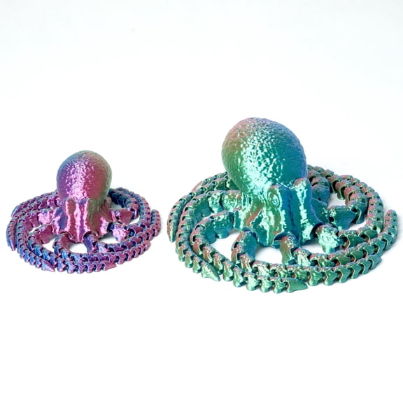 2PCS 3D Printed Octopus Model,Flexible Soft Bodied Animals Toy Statue,Child and Mother Octopus,Movable Joints,Home Office Decor,Interesting Toys for Autism/ADHD,Festival Gifts toco,Fidget Toys (RGB)