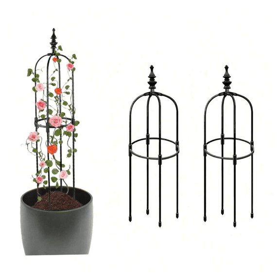 2PCS 3ft Tall Garden Obelisk Trellis Round Rustproof Garden Trellis DIY Plant Climbing Easy to Assemble Plant Trellis for Pots Indoor Garden Climbing Plants Garden Obelisk Trellis