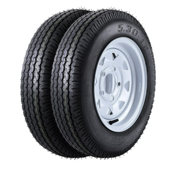 2PCS 4.80-12 Tire, 4.80x12 Lawn Mower & Tractor Turf Tire, 480 12 with Rim 5 Lug On 4.5", Load Capacity 990 Pounds