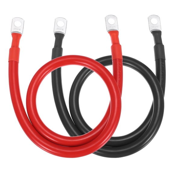 2PCS 4 AWG Battery Cable, 2ft Battery Inverter Cables with 5/16" Ring Terminals for Marine Solar Boat Car RV, Red Black