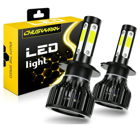 2PCS 4-SIDE H7 LED Headlight Bulbs Conversion Kit H7 High Low Beam Super White 6000K
