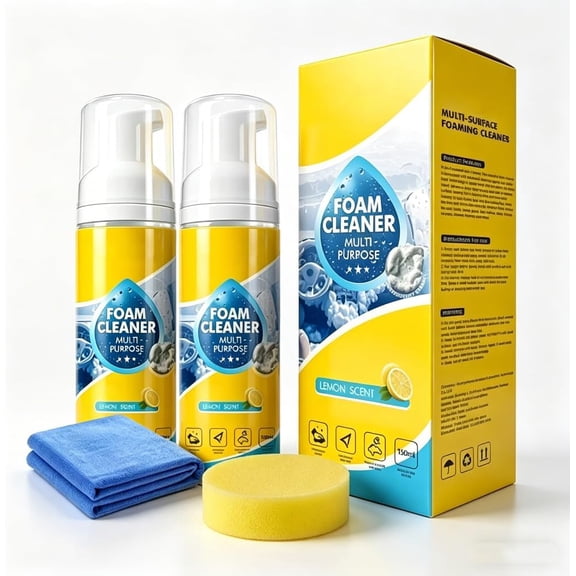 2PCS 4-in-1 Multi-Enzyme Foam Cleaner, New Foam No-Rinse Cleaner, All-Purpose Deep Cleaning Spray for Car Interior, Kitchen Grease, Bathroom Tiles, Sofa Upholstery(xw)