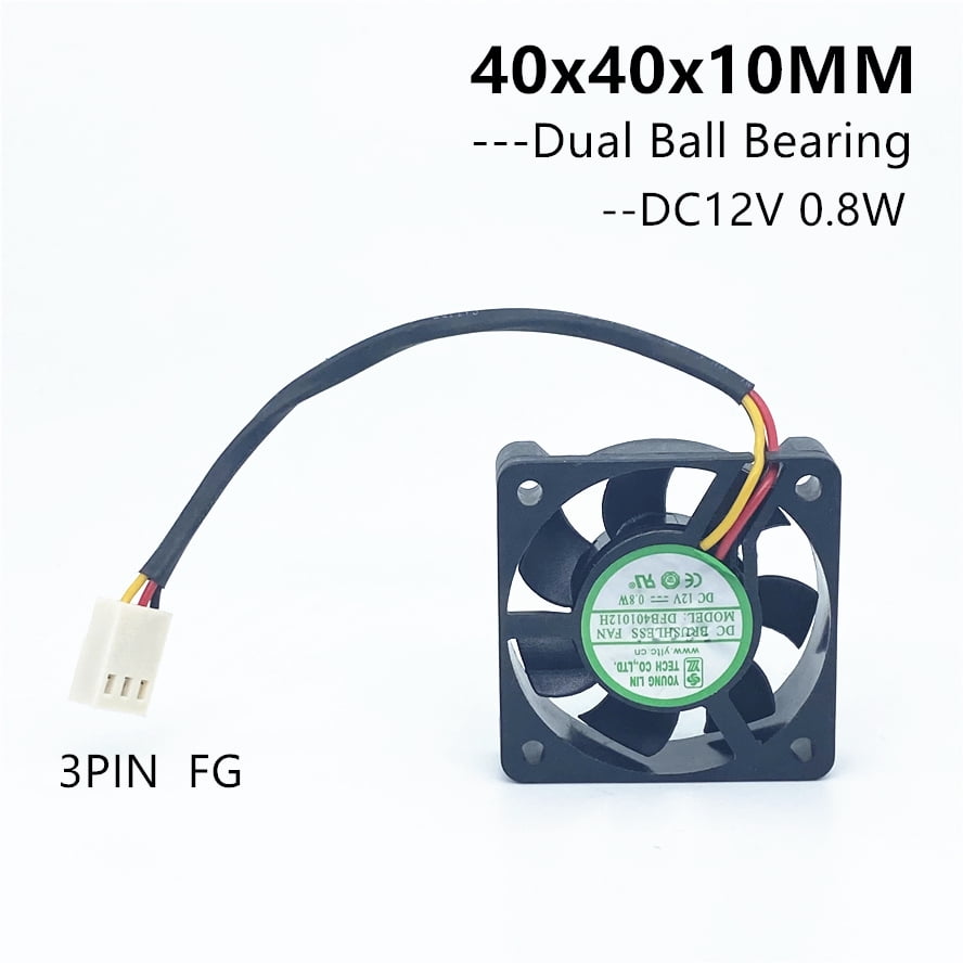 Fan Ventilateur 12V DC 0,48W 40x40x10mm 11,9m³/h 5800U/Min 11,9m³/h Sunon MF4010