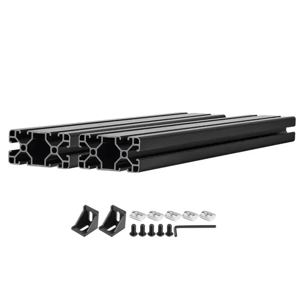 2PCS 4080 Aluminum Extrusion Profile, 19.69 Inch 500 mm, T Slot European Standard Anodized Linear Rail, High-Strength Extruded Aluminum Rail, for 3D Printer Parts and CNC DIY Workbench, Black